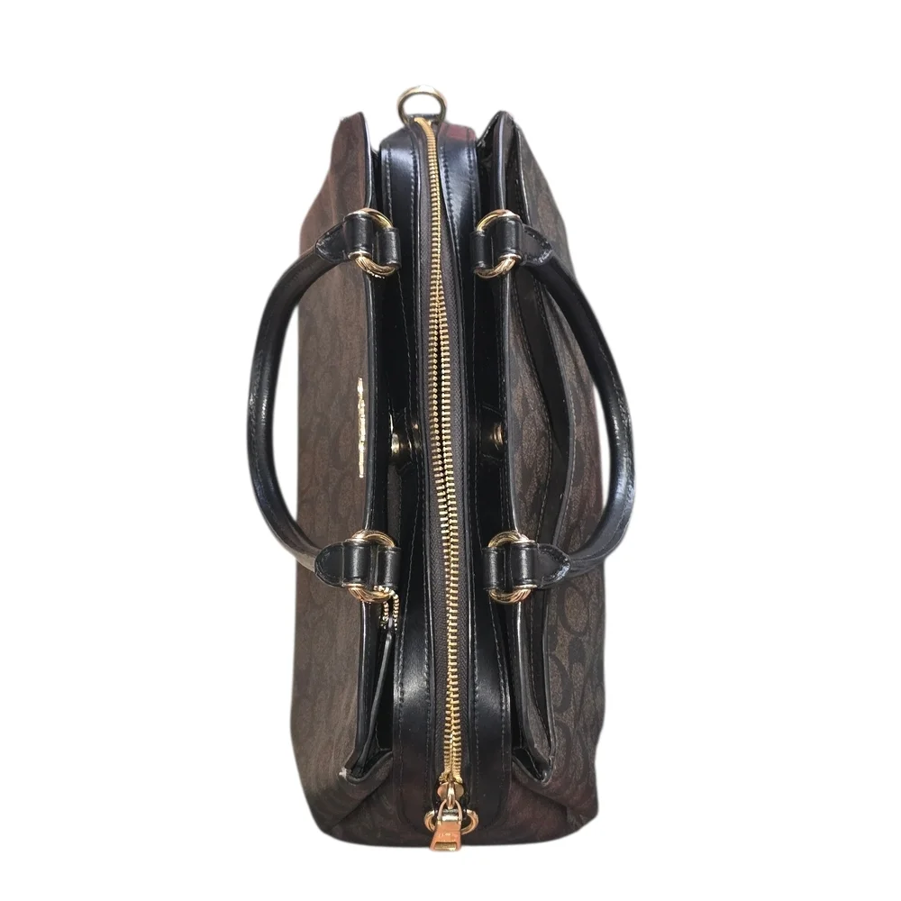 Coach Lillie Carryall Brown Signature Canvas Handbag Purse
